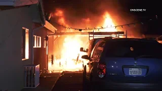 Fire Spreads From Cars, Damages Home In Pacoima