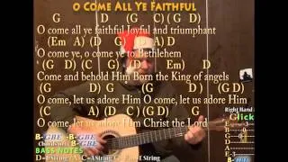 O Come All Ye Faithful (Christmas) Fingerstyle Guitar Cover Lesson with Lyrics - Sing and Play