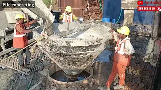 piling process  // pile foundation //tremie  pipe lowering concreting // bullet train ground report