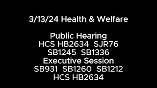 3/13/24 Health & Welfare PH: HCS HB2634 SJR76 SB1245 SB1336 ES: SB931 SB1260 SB1212 HCS HB2634