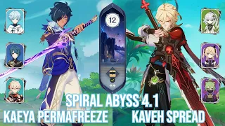 C6 Kaeya Permafreeze & C6 Kaveh Spread - Spiral Abyss 4.1 - Genshin Impact