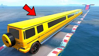 WATER SPEED BUMPS vs THE GIANT LONGEST Mercedes Benz G63 AMG in GTA 5 MODS - EXPERIMENTS in GTA 5