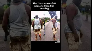 8 people were safe from burning bus by him