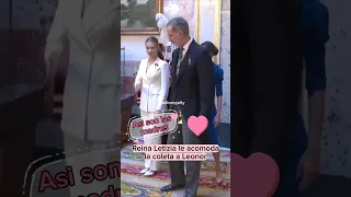 GESTO VIRAL: Reina Letizia le corrige la coleta a la Princesa Leonor en la Jura de la Constitución