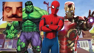 Hello Neighbor - My New Neighbor Hulk Iron Man Spider-Man History Gameplay Walkthrough