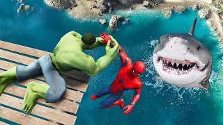 GTA 5 SPIDERMAN vs HULK Water Ragdolls Ep.21 (Fails & Funny Moments)