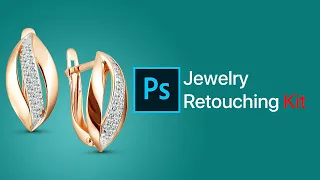 Jewelry Retouching Gold Diamond Earrings with Jewelry Retouching Kit №28 Photos for trainings