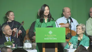 Mayor Michelle Wu pokes fun at North End restaurant lawsuit in St. Patrick's Day breakfast speech