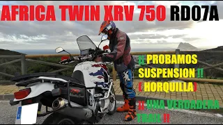 AFRICA TWIN XRV 750 RD07-A , UNA VERDADERA TRAIL, (PROBANDO SUSPENSION DELANTERA)  (escapada flash)