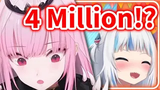 Calli Reacts to Gura for Reaching 4 Million Subscribers 【Mori Calliope / HololiveEN】