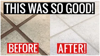 AMAZING GROUT CLEANER for Kitchen, Bathroom Floors & Shower! (Best Cleaning Hack) | Andrea Jean