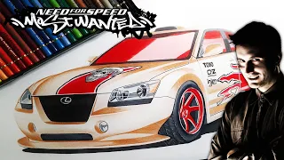 Blacklist # 14 | Need for Speed Most Wanted Taz` Lexus IS300 Drawing Time Lapse