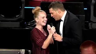 Fan sings with Michael Buble at XL Center