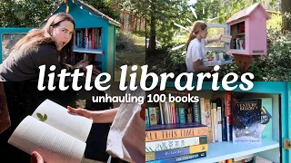 Little Free Library Vlog 📚✨ *unhauling 100 books, surprise finds, bookstore trip*