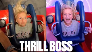 SIX-YEAR-OLD GIRL CONQUERS TERRIFYING ROLLER COASTERS LIKE A THRILL BOSS! FIRST DAY AT DISNEYLAND