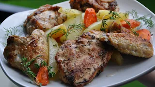 Курица с картошкой и овощами в духовке на праздничный стол. Простой, вкусный куриный рецепт!