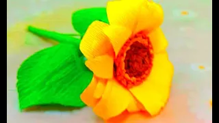DIY/How to make  Sunflower 🌻🌻🌻(sooryakanthi) From Crepe Paper /Art and Craft/Tutorial