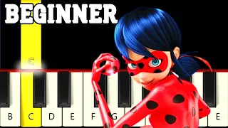 Miraculous LadyBug Theme - Very Easy and Slow Piano tutorial - Only White Keys