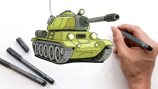 HOW TO DRAW A ARMY TANK / Drawing a Realistic Tank