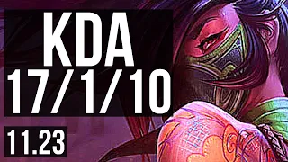 AKALI vs QIYANA (MID) | 17/1/10, 1.7M mastery, Legendary, 400+ games | EUW Master | 11.23