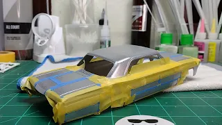 Customer's 1962 Impala 1/24 scale lowrider model car airbrush -video #2  "back masking and fades"