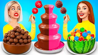 Chocolate Fountain Fondue Challenge | Chocolate Cake & Candy Battle by RATATA