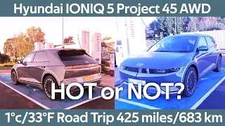 Hyundai IONIQ 5 Project 45 AWD - 1°c/33°F Road Trip 425 miles/683 km - Software Updates