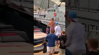 Conor Mcgregor pulling Up onboard his Lamborghini Tecnomar 63 during. The Monaco f1 gp