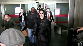 EXCLUSIVE - Friendly Rihanna arrives at Paris Airport posing with fans