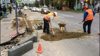 В Москве срочно меняют бордюры ! От глупости городской власти сбежала на дачу.