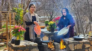 IRAN Village Cooking: Traditional Iranian Food with Salmon! Iran Village life
