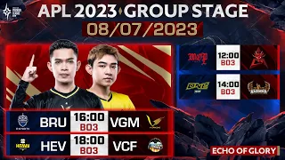 MOP vs HKA | ONE vs KG | BRU vs VGM | HEV vs VCF | APL 2023 Vòng Bảng | Ngày 8/7