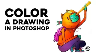 Coloring a Drawing in Photoshop - Photoshop Tutorial  (Speed Paint)
