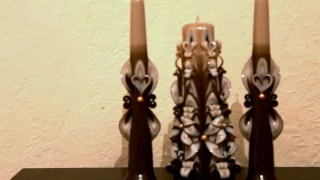 Свечи для оформления свадьбы в шоколадном стиле.