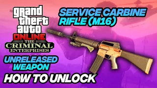 GTA Online - DLC service carbine rifle (M16) How to unlock info, showcase "the criminal enterprise".