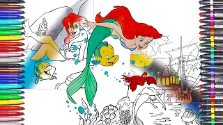 Disney Princess Ariel & Flounder Color Book Pages:The Little Mermaid fun Drawing & Coloring for KIDS