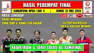 Hasil Lengkap 8 Besar Singapura Open 2024 Hari Ini ~ FAJRI & JORJI Menang ~ KANG/SEO & PRIFAD Kalah