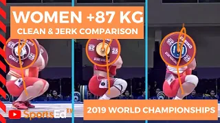 Clean & Jerk lifts comparison from the Women's +87KG category at the IWF 2019 World Championships