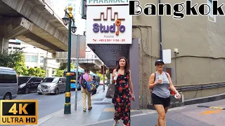 [ Bangkok walking tour 4K] see the city view from Asok Bts to Phrom Phong BTS , Sukhumvit Bangkok