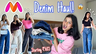 HUGE *MYNTRA*😍JEANS HAUL! Trendy and Affordable denims | Starting at ₹605 😱 | Try on Haul ​|