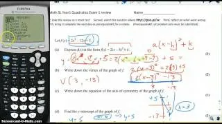 Math SL quadratic review solution problem 4