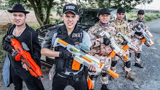 LTT Game Nerf War : Two Patrol Police Warriors SEAL X Nerf Guns Fight Criminals Braum Crazy