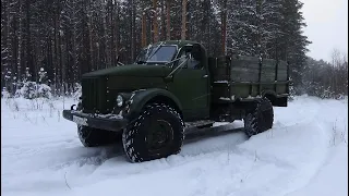 Зимний лес, первый выезд на ГАЗ-63 ГАЗоМЕРе по снегу.
