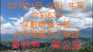 今彩539/牛哥539/2021年07月01日（四）今彩539尾數版路分析內含隱藏版路（🎉恭喜上期尾數版路：6尾、8尾順利開出🎉）