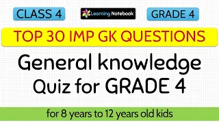 GK Quiz for class 4 | Grade 4 trivia questions general knowledge quiz for kids | GK class 4