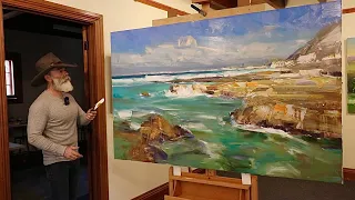 PAINTING a LARGE 44x66" Seascape - In Oil Paint - Of the South Coast of Kangaroo Island!