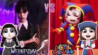 Jenna Ortega 🖤😘#wednesday Addams Pomni in digital ciracus 💜 My Talking Angela 2 🥰cosplay makeover