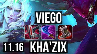 VIEGO vs KHA'ZIX (JUNGLE) (DEFEAT) | 13/0/3, 1600+ games, Legendary | KR Diamond | v11.16