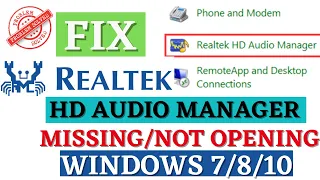 Realtek hd audio manager missing in device manager