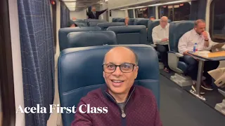 Travel First Class Acela Amtrak Train from Moynihan Hall New York, to Union Station Washington DC.